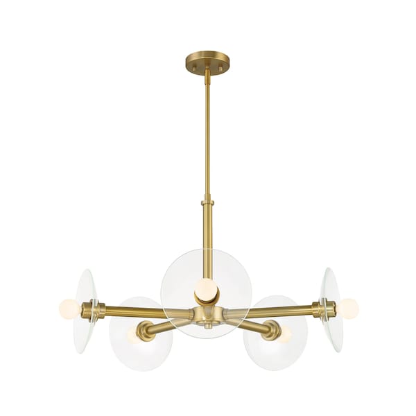 Designers Fountain Litto 5 Light Modern Brushed Gold with Clear Glass Sheilds Shades Chandelier For Dining Rooms D294C-5CH-BG - main